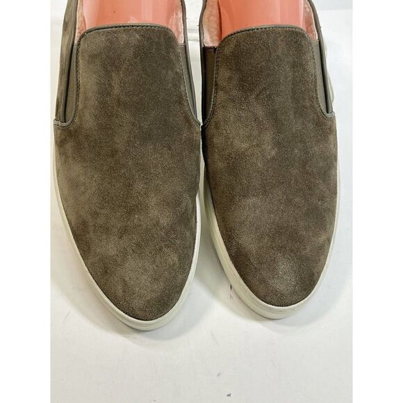 Vince Mule Sneakers Shoes Green Suede Shearling Fur Lined Garvey - Picture 11 of 16